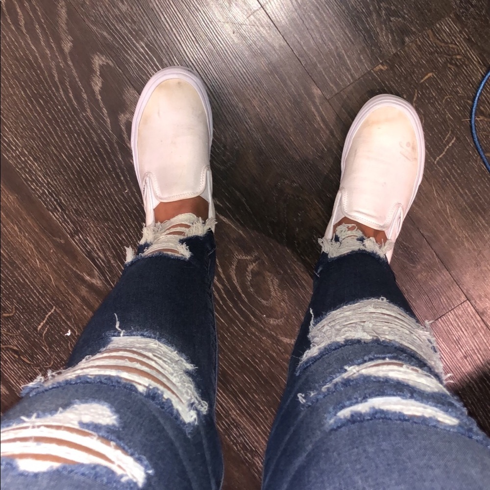 White slip on vans
